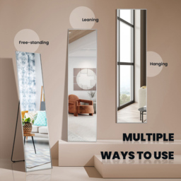 Costway Silver Shatter Proof Full Length Mirror - Size: 160 x 40cm - Wilko - thumbnail 4