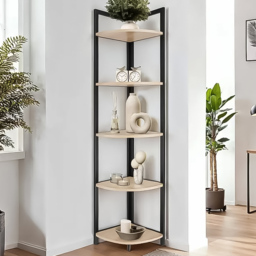 tectake Castlebar 5 Shelf Oak Sonoma Corner Shelving Unit - Brown - Wilko - thumbnail 1