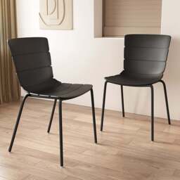 Core Products Bali Set of 2 Black Plastic Kitchen Chair - Wilko