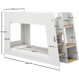 Flair Fern White and Oak Bunk Bed with Side Storage Ladder - Size: 140.3 x 95.6 x 228.8cm - Wilko - thumbnail 7
