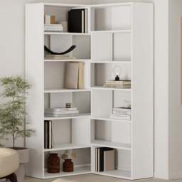 Decortie Molly No.4 12 Shelf White Tall Corner Bookcase - Wilko - thumbnail 1