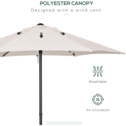 Outsunny Cream White Patio Parasol 2m - Wilko - thumbnail 7
