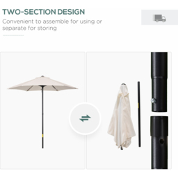 Outsunny Cream White Patio Parasol 2m - Wilko - thumbnail 5