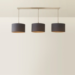 ValueLights Reni Charcoal Drum Shade 3 Drop Bar Chrome Diner LED Ceiling Pendant Light - Size: 123.5 x 98 x 25cm - Black - Wilko - thumbnail 6