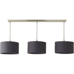 ValueLights Reni Charcoal Drum Shade 3 Drop Bar Chrome Diner LED Ceiling Pendant Light - Size: 123.5 x 98 x 25cm - Black - Wilko - thumbnail 1