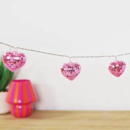Disco Heart String Lights Pink - Wilko