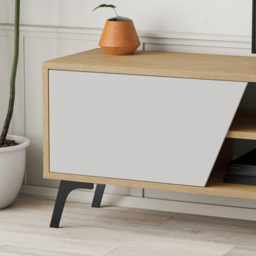 Decortie Fiona 3 Door 2 Shelf White and Oak TV Unit - Size: 48.0  x 180.0  x 35.6 cm - Multi - Wilko - thumbnail 4