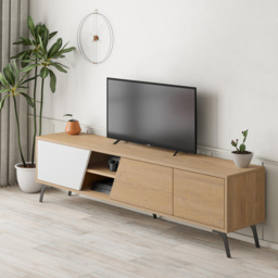 Decortie Fiona 3 Door 2 Shelf White and Oak TV Unit - Size: 48.0  x 180.0  x 35.6 cm - Multi - Wilko - thumbnail 5