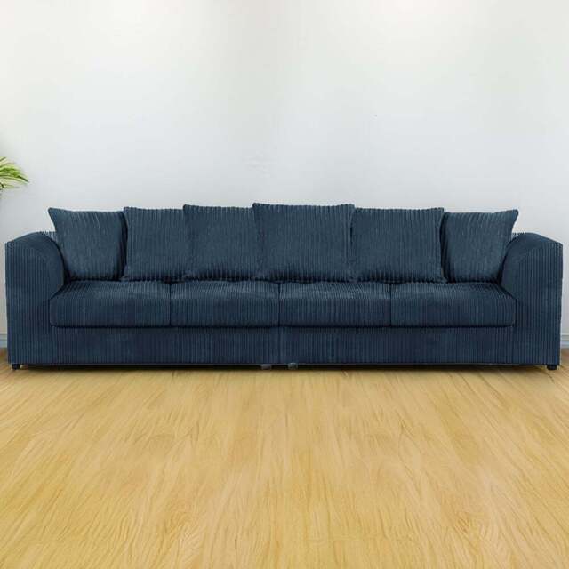 Luxor 4 Seater Navy Blue Jumbo Cord Scatter Back Sofa - Wilko - image 1