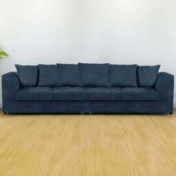 Luxor 4 Seater Navy Blue Jumbo Cord Scatter Back Sofa - Wilko - thumbnail 1
