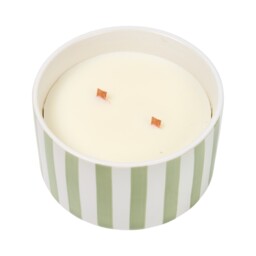Sage Striped Ceramic Candle - Wilko - thumbnail 4