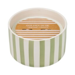 Sage Striped Ceramic Candle - Wilko - thumbnail 1