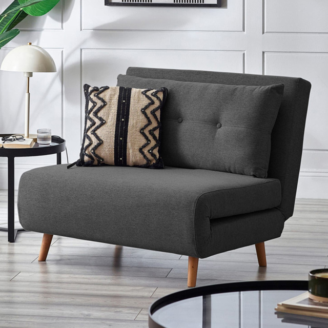 Julian Bowen Rowan Single Seater Mid Grey Button-Tufted Sofa Bed - Wilko - image 1