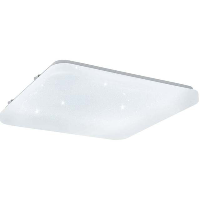 EGLO Frania-S Metal and Plastic Square White Crystal Effect Integrated LED Flush Light - Size: 33 x 33 x 7cm - Wilko - image 1