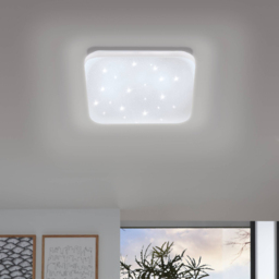 EGLO Frania-S Metal and Plastic Square White Crystal Effect Integrated LED Flush Light - Size: 33 x 33 x 7cm - Wilko - thumbnail 3
