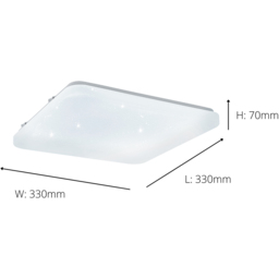 EGLO Frania-S Metal and Plastic Square White Crystal Effect Integrated LED Flush Light - Size: 33 x 33 x 7cm - Wilko - thumbnail 5