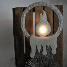 Shatchi Grey Glitter Foam Snow Covered Pre Lit Candle Christmas Decoration 41cm - Size: 41 x 24 x 6.8cm - Wilko - thumbnail 4