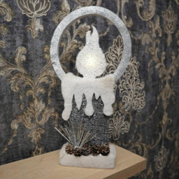 Shatchi Grey Glitter Foam Snow Covered Pre Lit Candle Christmas Decoration 41cm - Size: 41 x 24 x 6.8cm - Wilko - thumbnail 3