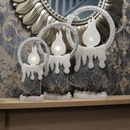 Shatchi Grey Glitter Foam Snow Covered Pre Lit Candle Christmas Decoration 41cm - Size: 41 x 24 x 6.8cm - Wilko - thumbnail 5
