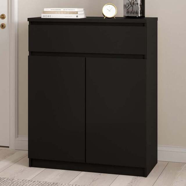 Florence 2 Door Single Drawer Black Matt Sideboard - Size: 40 x 80.2 x 100.4cm - Furniture to Go - Wilko - image 1
