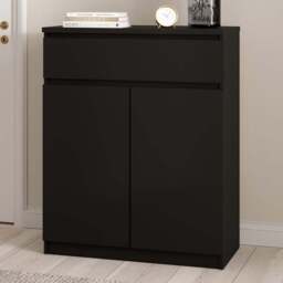 Florence 2 Door Single Drawer Black Matt Sideboard - Size: 40 x 80.2 x 100.4cm - Furniture to Go - Wilko