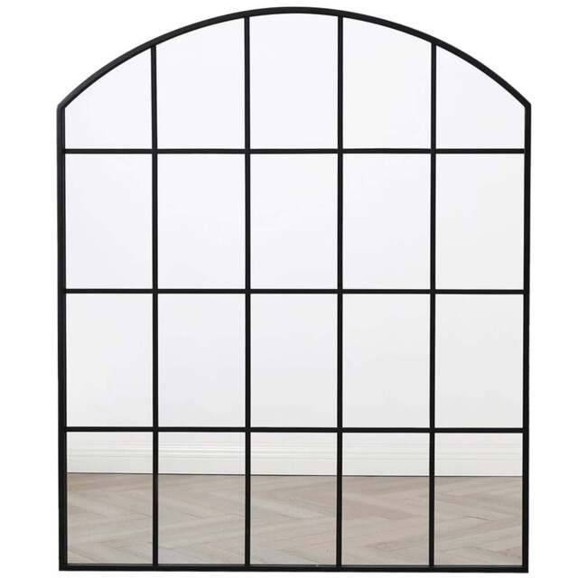 Aion Black Arched Industrial Wall Mirror 90 x 75cm - Home Garden Direct - Wilko - image 1