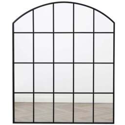 Aion Black Arched Industrial Wall Mirror 90 x 75cm - Home Garden Direct - Wilko - thumbnail 1