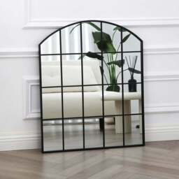 Aion Black Arched Industrial Wall Mirror 90 x 75cm - Home Garden Direct - Wilko - thumbnail 4