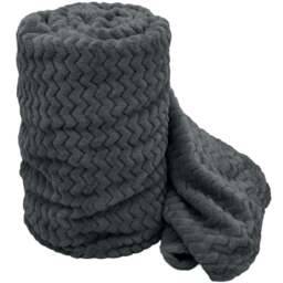 Velosso Charcoal Moda Plush Throw 150 x 200cm - Size: 150 x 200 x 1cm - Wilko