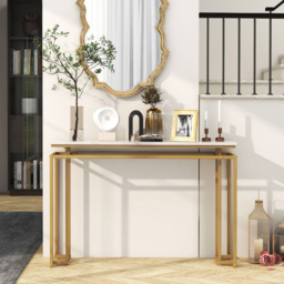 Costway Gold and White Faux Marble Console Table with Geometric Frame - Size: 131 x 37 x 9cm - Wilko - thumbnail 6