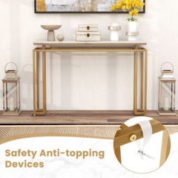 Costway Gold and White Faux Marble Console Table with Geometric Frame - Size: 131 x 37 x 9cm - Wilko - thumbnail 7