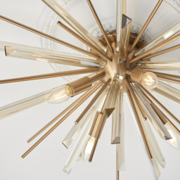 Merano Salerno Antique Brass and Champagne 4 Light Ceiling Pendant - Size: 80 x 80 x 27.8cm - Glass - Wilko - thumbnail 5