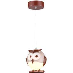 Milagro Owl Brown LED Pendant Lamp 230V - Size: 13 x 15 x 90cm - Wilko - thumbnail 1