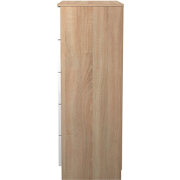 Crowndale Milan 5 Drawer White Gloss and Bardolino Oak Chest of Drawers Ready Assembled - White Gloss & Bardolino Oak - Wilko - thumbnail 7