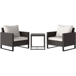 Outsunny 2 Seater Brown Rattan Bistro Set with 4 Cushions - Wilko - thumbnail 3