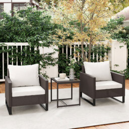 Outsunny 2 Seater Brown Rattan Bistro Set with 4 Cushions - Wilko - thumbnail 6