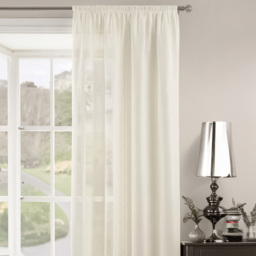 Velosso Riva Plain Cream Slot Top Voile Panel Curtain 150 x 182cm - Size: W 150 x D 182cm - Wilko - thumbnail 3