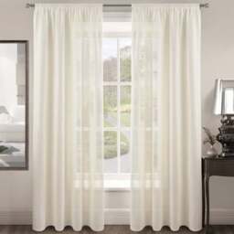 Velosso Riva Plain Cream Slot Top Voile Panel Curtain 150 x 182cm - Size: W 150 x D 182cm - Wilko - thumbnail 1