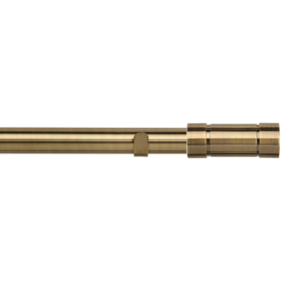 New Edge Blinds 100cm Fixed Length Antique Brass Eyelet Metal Curtain Pole Set with Aspect Finial - Wilko