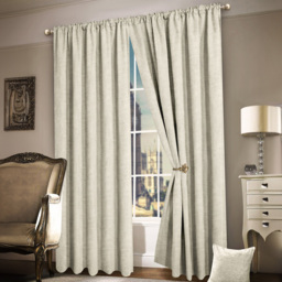 Intimates Plain Chenille Cream Tape Top Curtains 117 x 137cm - Size: W 117 x D 137cm - Wilko - thumbnail 1