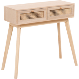 FurnitureHMD 2 Drawer Natural Rattan Weaving Console Table - Size: 77 x 80 x 40cm - Wilko - thumbnail 4
