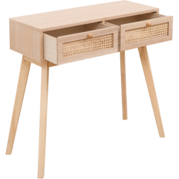 FurnitureHMD 2 Drawer Natural Rattan Weaving Console Table - Size: 77 x 80 x 40cm - Wilko - thumbnail 3