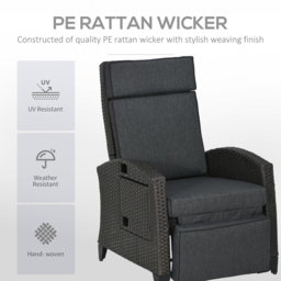 Outsunny Grey Outdoor Recliner Chair - Size: 75 x 68 x 52cm - Wilko - thumbnail 6