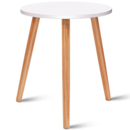 Costway White Natural Wood Legs Round Side Table - Size: Single Shelf - Wilko - thumbnail 3
