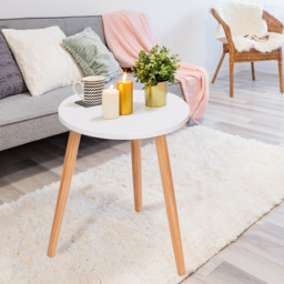 Costway White Natural Wood Legs Round Side Table - Size: Single Shelf - Wilko - thumbnail 7