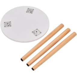 Costway White Natural Wood Legs Round Side Table - Size: Single Shelf - Wilko - thumbnail 6