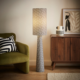 ValueLights Bertie Leopard Print Full Fabric Midi LED Floor Lamp - Size: 131 x 30 x 30cm - Cream - Wilko - thumbnail 3