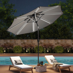 Living and Home Light Grey Solar LED Crank and Tilt Parasol 3m - Wilko - thumbnail 3