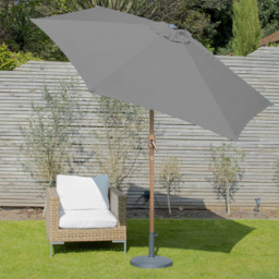 Gardenkraft Grey Crank and Tilt Wooden Parasol 2m - Wilko - thumbnail 3