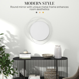 Portland Silver Metal Round Wall Mirror 65 x 65cm - Wilko - thumbnail 7